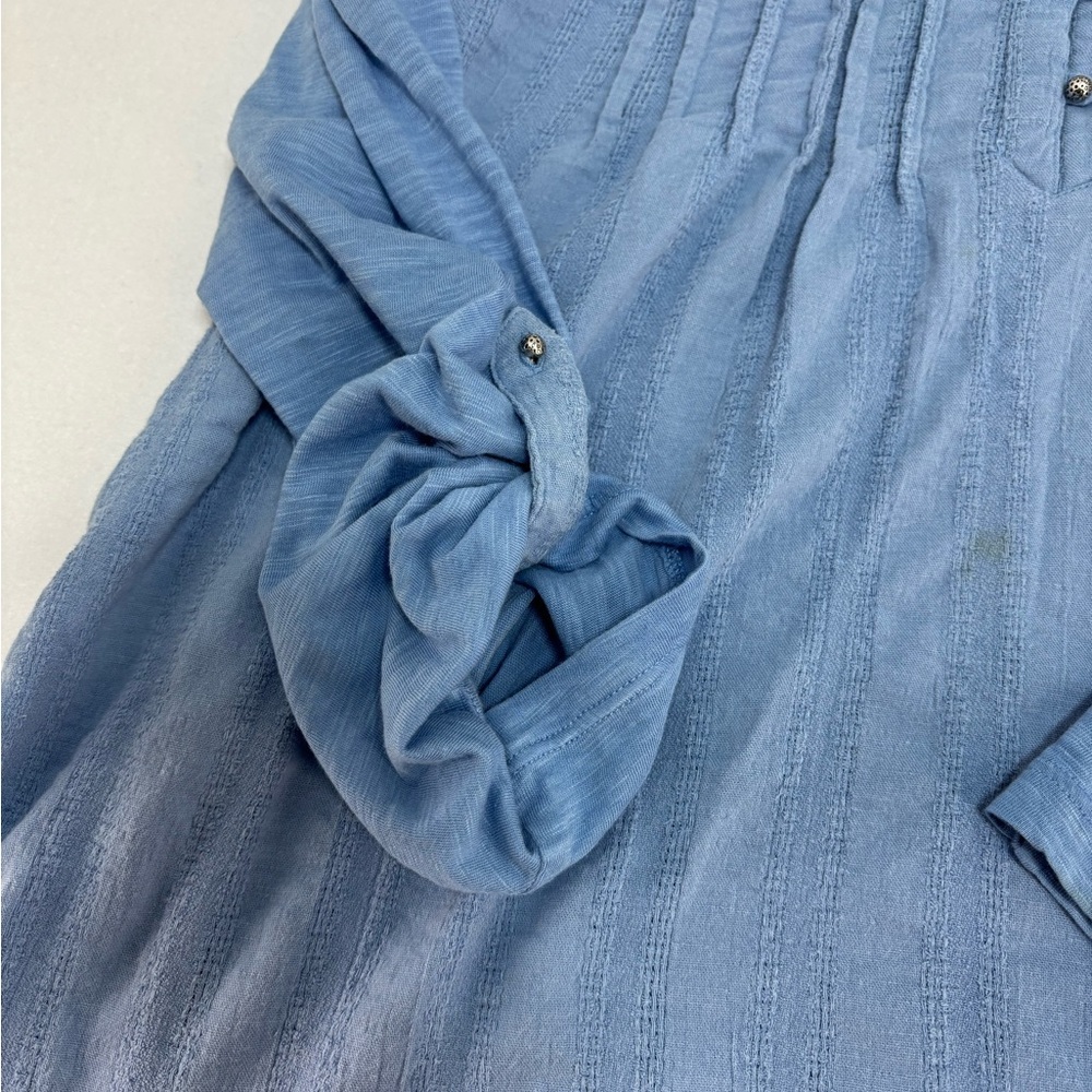 Gloria Vanderbilt Blue Crochet Lace Top M Long Sleeve Boho Casual Blouse - Picture 4 of 9